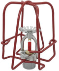 Rock Solid 10 Pack Red Fire Sprinkler Head Guards With Double Hook Mounting. Durable iron cage shielding a sprinkler head.