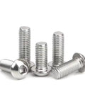 M5 X 5mm Button Head Socket Cap Screws 304 Stainless Steel Full Thread Metric Hex Bolt Quantity 50, showing silver screws.