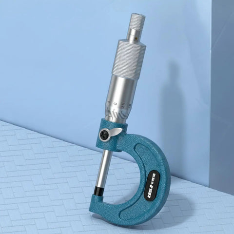 Generic Digital Gauge Precision Caliper Tool Electronic Screen Measurement Device Sturdy Body Construction Knurled Thimble Design Suitable for Workshop Home, Industrial Model 50-75MM on blue background.