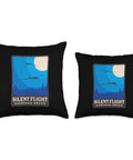 Totally Retro Aviation Glider Pilot Throw Pillow With Silent Flight Endless Skies design, set of two pillows
