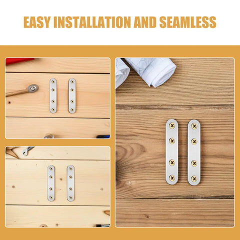 Flat Mending Plates 18 Pack Stainless Steel Brackets easy install on wooden surface for furniture and home DIY projects