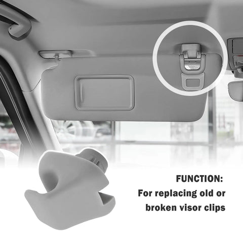 Two Pack Durable Sun Visor Clip Replacement For Cars Heavy Duty Visor Clip Hooks OEM 88217S01A01ZA 88217S04003ZA Compatible With Honda Civic Accord Odyssey Gray Easy Install shown on car visor.