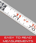 Close-up of Adhesive Backed White Steel Tape Measure For Quick Surface Readings With English Graduation Left To Right Reading Six Foot