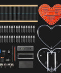 Components of Heart Shaped LED Flashing Light Kit With 51 Microcontroller For Electronics, 32 Colorful 5mm LEDs, visible parts