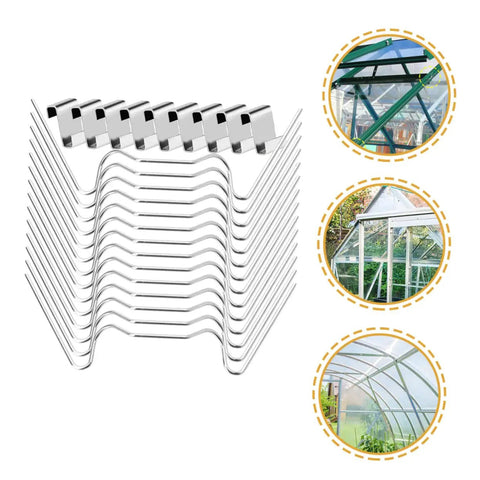 Stainless Steel Greenhouse Glass Clips Set For DIY Fixes, Heavy Duty Wire Clamps For Glass Panels, Garden And Plant Covering, 50 Sets Of Z Clamp Style Clips For Secure Glass Replacement