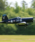 F4U Corsair 800mm RC Plane Blue Ready To Fly 4 Channel Remote Control Airplane with ultra realistic scale details in flight
