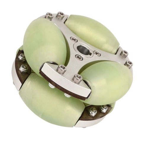 Heavy duty omni wheel 360 rotation with aluminum body and 100mm design, ideal for robots and carts allowing smooth maneuverability, 80kg capacity.