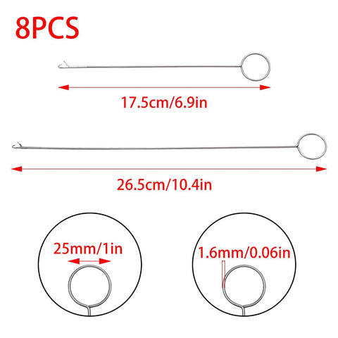 8 Piece Loop Turner Sewing Tool Kit Set With Two Sizes Six Point Nine Inch And Ten Point Four Inch Stainless Steel Tube Turners