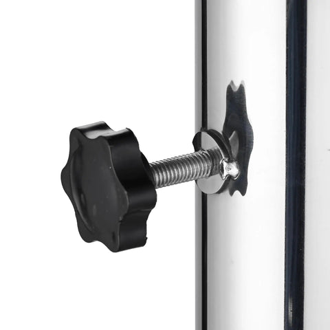 Close-up of adjustment knob on Sturdy Stainless Steel Patio Umbrella Stand With Dual Mounting Options For Deck Or Concrete Granite Surfaces Planters Or Tires Space Saving DIY Base For Balcony Courtyard Poolside And Outdoor Railings