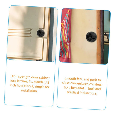 Round flush pull slam latch; black marine-grade door/cabinet hardware for boats and RVs.