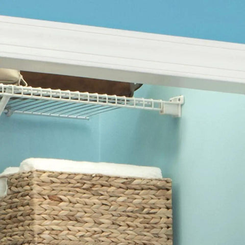 Low-Profile Wire Shelf Brackets With Anchors, 2.75-Inch Side Wall Supports, holding wire shelf in a closet