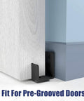 Low Profile Sliding Barn Door Guide With Adjustable Wall Mount Bracket For Floor Or Cabinet Use Matte Black Finish 2 Pcs Fits Doors