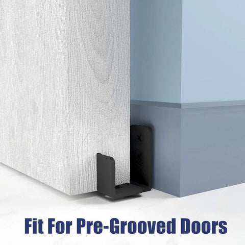 Low Profile Sliding Barn Door Guide With Adjustable Wall Mount Bracket For Floor Or Cabinet Use Matte Black Finish 2 Pcs Fits Doors