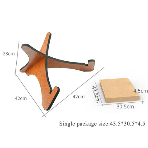 Portable Handpan And Steel Tongue Drum Display Rack, Wooden cactus music stand dimensions showing 23cm height and 42cm width.