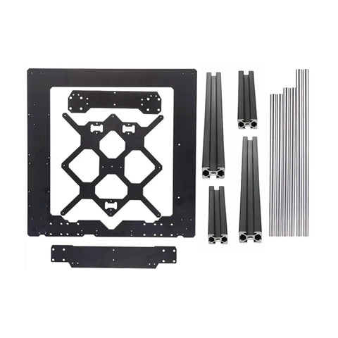 Drop In Heavy Duty Black Aluminum 3D Printer Frame Kit With Chrome Smooth Guide Rods And Precision Anodized Extrusions flat layout parts
