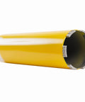 Cougar HD Premium 3-1/2 Inch Dry Diamond Core Drill Bit Go-To Choice With 5/8-11 Threaded Arbor, side view of yellow drill bit.