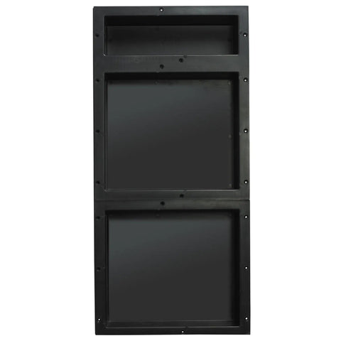 Triple Niche Recessed Shower Shelf Black With Three Inner Shelves 16 Inch Wide 34 Inch High 4 Inch Deep Tile Ready Install Horizontally Or Vertically Shower Storage Game Changer, front view