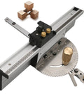 Adjustable Aluminum Miter Gauge With 450mm Extended Fence And Repeat Cut Stop For Table Saw Woodworking on a white background.