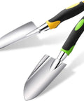 Two Pack Garden Trowel Hand Shovel Set With Soft Rubberized Non Slip Handle Aluminum Alloy Potting Shovel For Digging In Yellow And Green