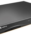 Workhorse 32 Port Kvm Switch With 8 Digital Paths And Dual AC Power Supply Taa Approved, angled view of black rack mount unit.