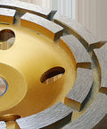 Close-up of Beefy Double Row Diamond Cup Grinding Wheel 6 Inch For Concrete Masonry Rock Stone Granite Marble Ceramic Surfaces Heavy Duty