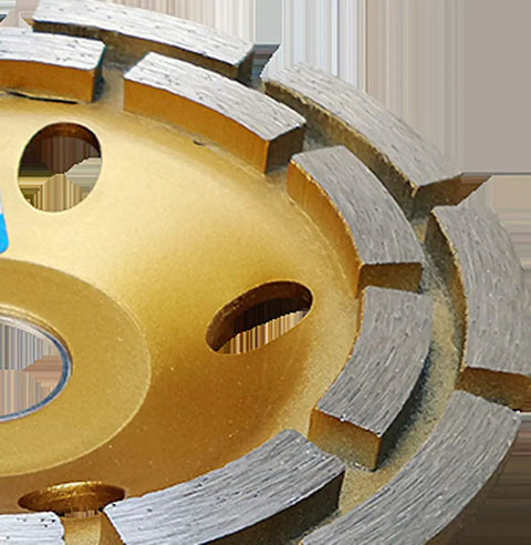 Close-up of Beefy Double Row Diamond Cup Grinding Wheel 6 Inch For Concrete Masonry Rock Stone Granite Marble Ceramic Surfaces Heavy Duty