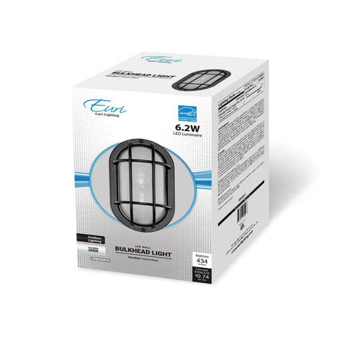 Box of Bulkhead Outdoor Integrated LED Wall Light With Wet Rating 434 Lumens 6.2W 5000K Cool White Frosted Ribbed Lens