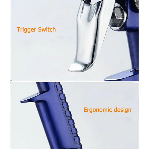 Close-up of the trigger switch and ergonomic design of the Road Warrior Pneumatic Hvlp Sprayer With 0.8Mm Nozzle.