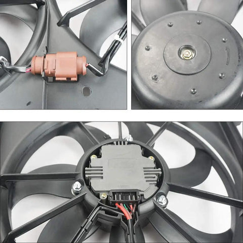 Heavy Duty Direct Bolt On Dual Radiator And Condenser Cooling Fan Assembly For Vw Golf Jetta Rabbit Beetle 2006 To 2019 2.5L wire and motor details