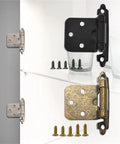Two Piece Self Closing Spring Cabinet Hinges With Screws For Overlay Flush Cabinets Soft Close Hardware Silver Finish Durable Steel