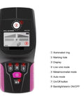 Heavy Duty Handheld Wall Scanner And Digital Stud Finder Badass Accuracy Metal Wood Pipe Cable Wire Locator With Crisp Lcd Display, clear display with controls.