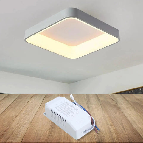 Rock Solid Led Driver Transformer 8 To 24 Watt Constant Current Power Supply with ceiling light panel and transformer shown.