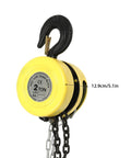 4400 Lb Capacity Chain Hoist With 2 Ton Manual Hand Chain Block, yellow casing, heavy-duty hook, alloy steel, G80 chain, 10 ft lift