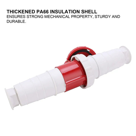Heavy Duty 63A 5 Pin Industrial Plug Power Connector For 3 Phase 5 Wires IP67 380 To 415V Waterproof Electrical Connector, PA66 shell