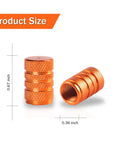 12 Pack Aluminum Alloy Tire Valve Stem Caps Orange Universal Fit For Cars Trucks Motorcycles And Bicycles, dimensions shown