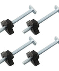 Four Pack M8 T Slot Bolts And Knobs Clamps With Plastic Handles For Woodworking Jigs Fixtures, Heavy Duty Workbench T Track Accessories Kit In Silver Black To Lock Your Project Down Smooth. 4 M8 bolts with black plastic knobs