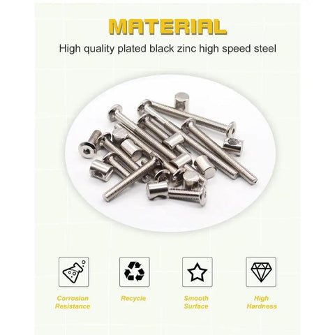 Crib Hardware Replacement Kit Featuring M6 Socket Cap Screws In 40 50 60 70 And 80 Mm Lengths, bolts and nuts on plate