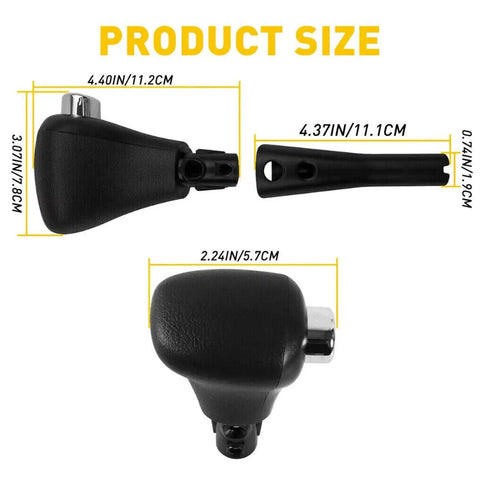 Solid Upgraded Shift Knob Lever Handle With Super Grippy Handball For Smooth Gear Changes Easy Swap Install Plus Repair Tape Kit To Wrap That Sturdy Car Gear Shifter Today. Black metal shift knob, 5.7cm handle, front view