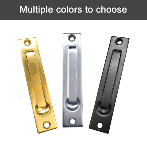 Sleek Hidden Edge Pull For Smooth Sliding Pocket Doors Killer Gold Finish Hardware in gold, silver, and black colors.
