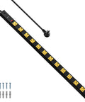 12 Outlet Heavy Duty Metal Power Strip With Surge Protector 15 Foot Extension Cord Wide Spaced Outlets Flat Plug Wall Mount Power Bar