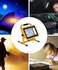 Spot Lighting Led Floodlight 100W 10000Lm Led Work Light Rechargeable providing illumination for camping, outdoor activities, and repairs.