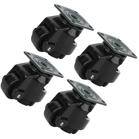 Heavy Duty Level-Adjust Caster Wheels Set, 4 Pack Nylon Swivel Casters For Moving Tables And Heavy Equipment, 360 Degree Rotation