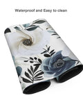 XXL Extended Desk Mouse Pad 35.4 x 15.7 Inches Navy Blue Boho Peony Florals Waterproof 3mm Thick Keyboard And Mouse Mat rolled-up view