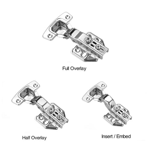 Two Pack Stainless Steel Cabinet Door Hinges With Hydraulic Dampers Soft Close Quiet Wardrobe Hinges Concealed Mounting With Screws
