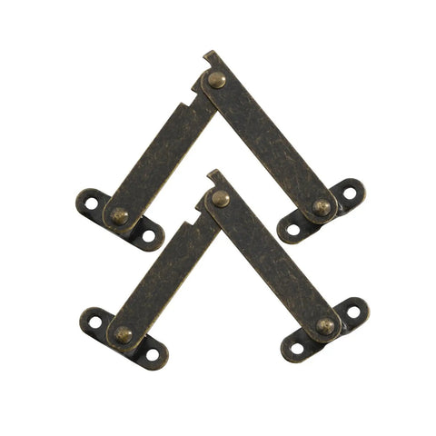 Bronze Two Piece Lid Support Hinges For Cabinet Doors, Folding Lift Up Struts, Metal Iron, Easy Install, 114x31mm