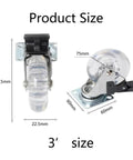 Clear Swivel Caster Wheels Set Of 4 With Brakes For Furniture 3 Inch Heavy Duty Castors showing dimensions and side view