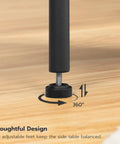Adjustable feet of Super Handy End Table With Built In Charging Station And USB Port Type C Outlet For Nightstand Use In Small Spaces Rustic Brown Two Shelf Side Table For Living Room Or Bedroom With Stable Frame