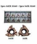 Pro Grade Threading Tool Bit Set with 16ER IR AG60 carbide inserts for stainless steel machining.