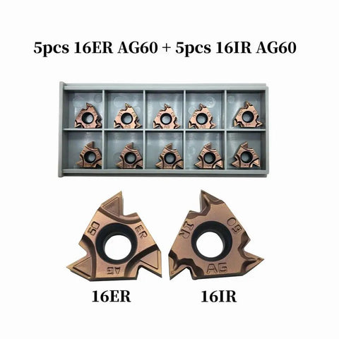 Pro Grade Threading Tool Bit Set with 16ER IR AG60 carbide inserts for stainless steel machining.