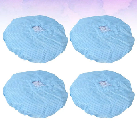 No Sweat Antistatic Work Caps Featuring Ventilated Mesh Window Durable Dust Proof Headgear Four Pack Cleanroom Floor Gear Unisex Sharp Navy Blue Shade For Electronics And Food Processing Zones Today.